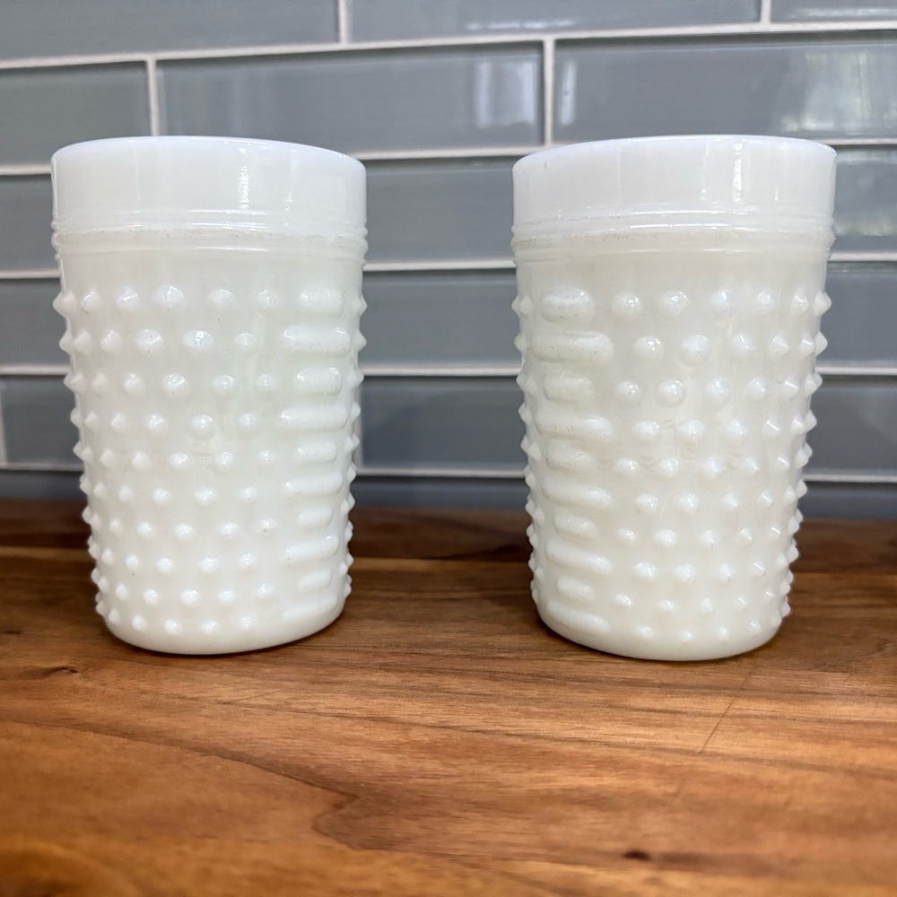 Vintage Anchor Hocking milk glass hobnail tumbler